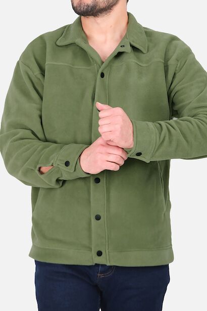 Erkek Çıt Çıt Düğmeli Polar Gömlek  Yeşil