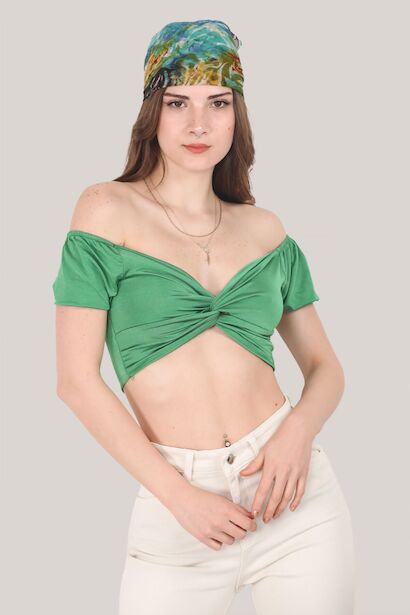 Kadın Crop Bluz  Yeşil