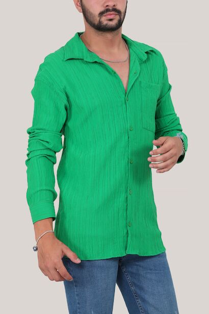 Erkek Uzun Kol Gömlek  Yeşil