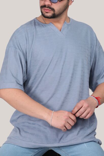 Erkek Oversize T-shirt  Mavi