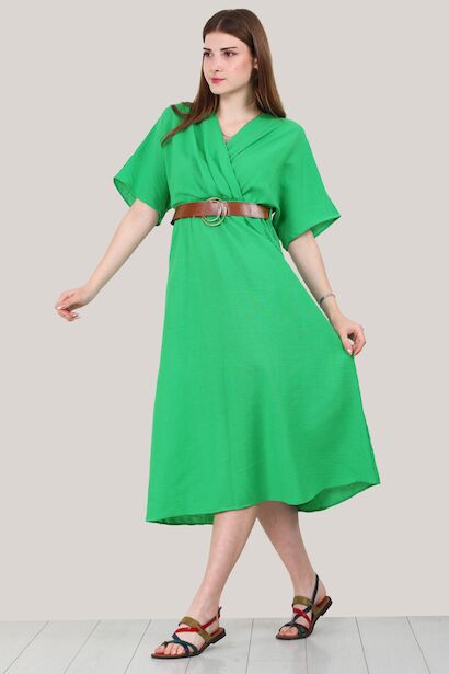 Kadın Midi Boy Elbise  Yeşil