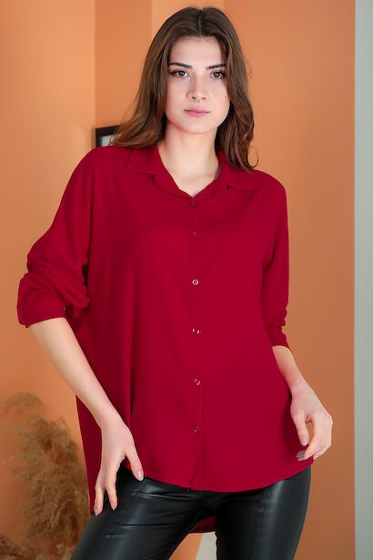 Kadın Oversize Gömlek  Kırmızı