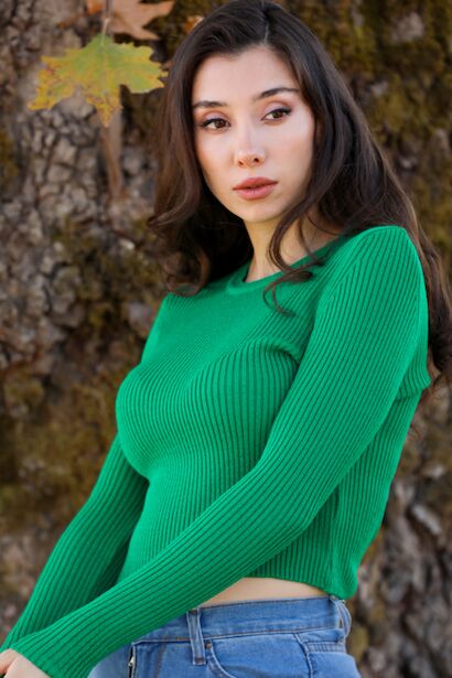 Kadın Kazak  Yeşil