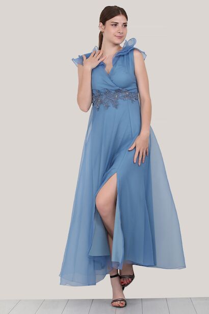 Kadın Uzun Abiye Elbise  Mavi