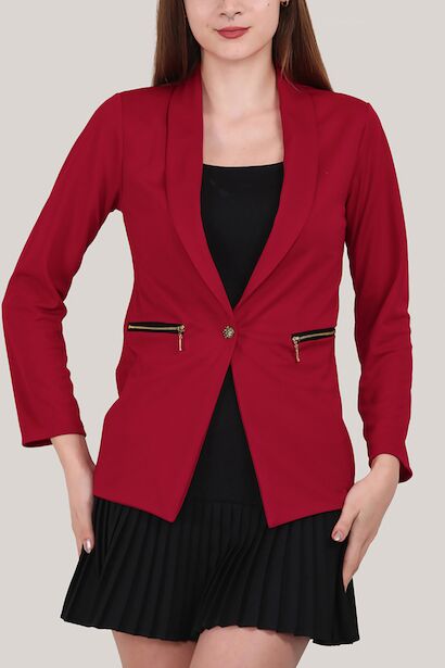 Kadın Mendil Yaka Ceket  Kırmızı