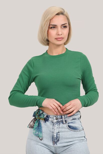 Kadın Uzun Kollu Bluz  Yeşil