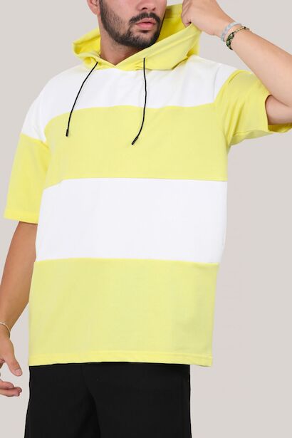 Erkek Kapşonlu T-shirt  Sarı